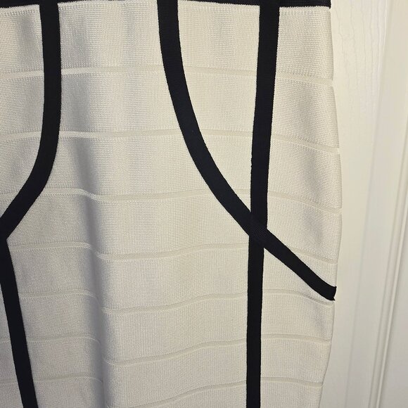 French Connection Bodycon Dress White Black Sz 6 - Picture 8 of 10